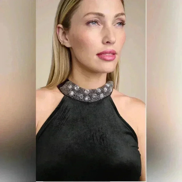 Beaded Mock-Neck Jumpsuit size Small - Picture 4 of 15